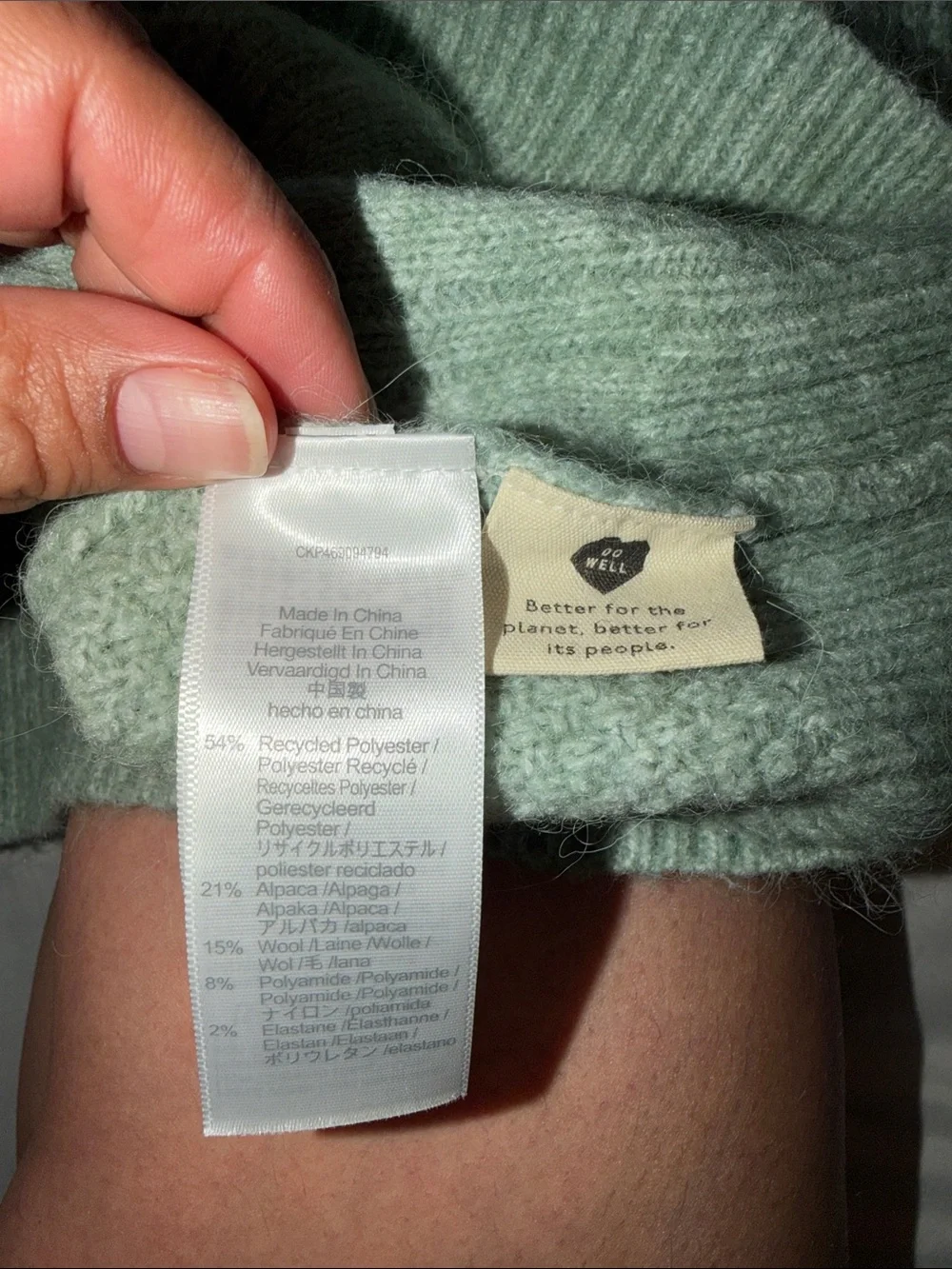 Madewell Sage Green Cable-Knit Crewneck Sweater